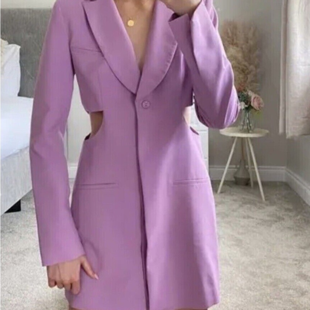 ZARA WOMAN'S CUT OUT BLAZER DRESS Lilac - Picture 6 of 12